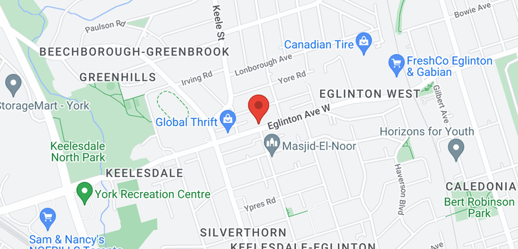 map of 2570 EGLINTON  AVE W